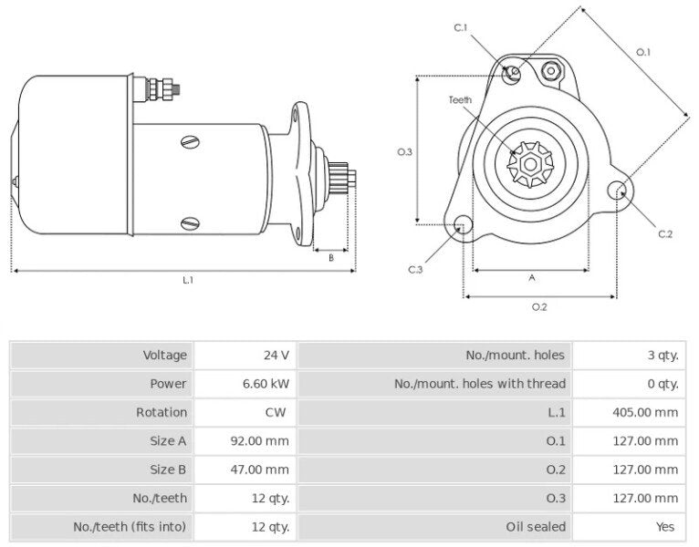 Μίζα 24V/6,6Kw 12t CW -NLP