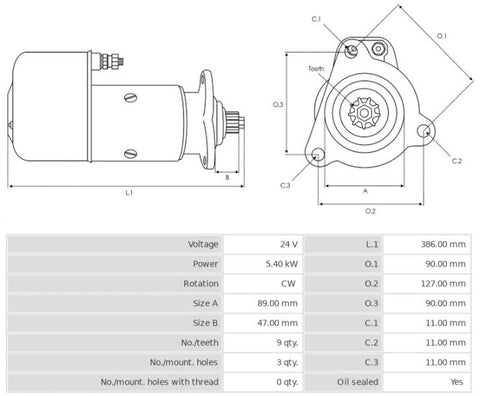 Μίζα 24V/5,4Kw 9t CW -NLR