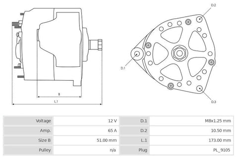 Δυναμό 12V/65A (D+ W) -LVH