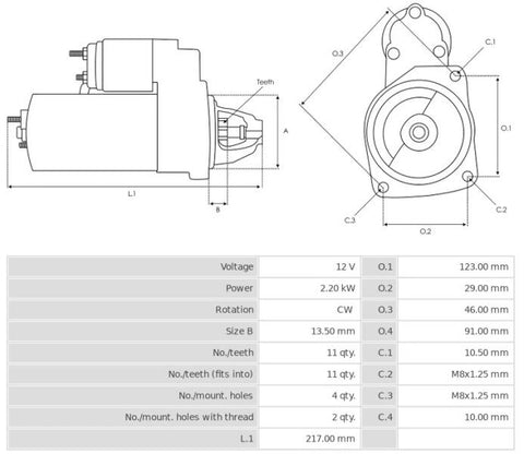 Καινούρια Μίζα Ανακατασκευήςς 12V/2,2Kw 11t CW -Δακτύλιοι