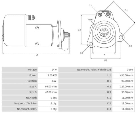 Μίζα 24V/9.0Kw 9t CW -NLP