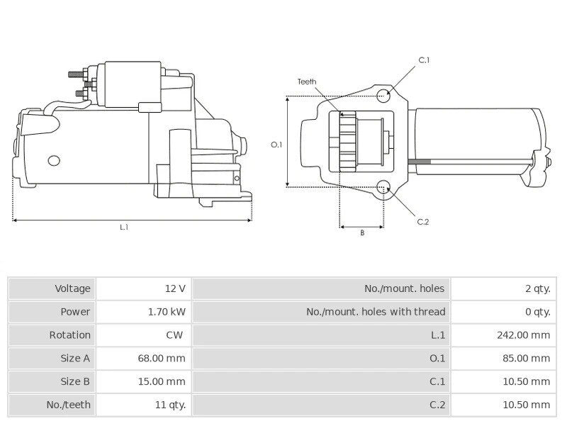 Καινούρια Μίζα Ανακατασκευής 12V/1,7Kw 11t CW -NLP18