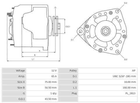 Δυναμό 12V/65A (L S) -NLP