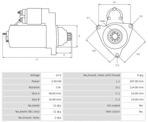 Μίζα 12V/2,5Kw 11t CW -NLP