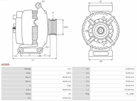 Δυναμό νέο 12V/150A (DFM L) -PLA