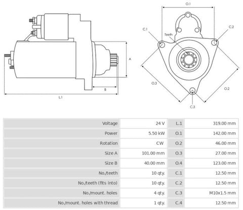 Μίζα 24V/5,5Kw 10t CW -PLA