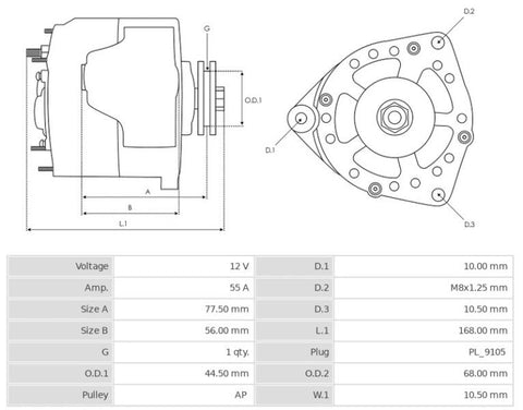 Δυναμό 12V/55A (D+ W) -NLR