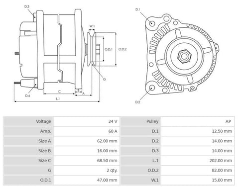 Δυναμό 24V/60A (N L R) -DEST