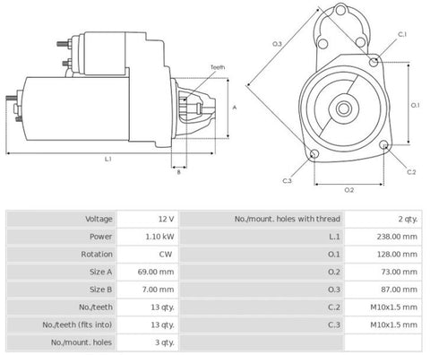 Μίζα 12V/1.1Kw 13t CW -NLP