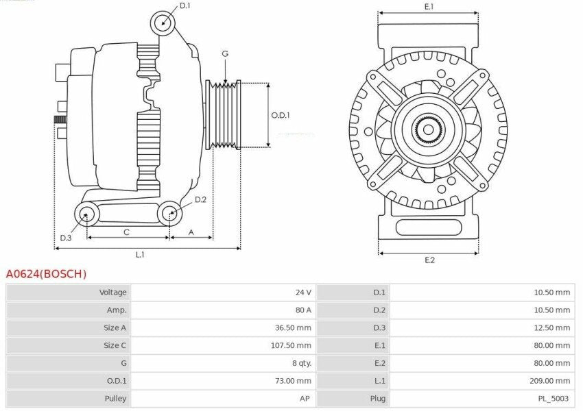 Δυναμό 24V/80A -PLA