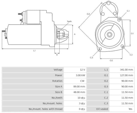 Μίζα 12V/3.0Kw 10t CW -NLR