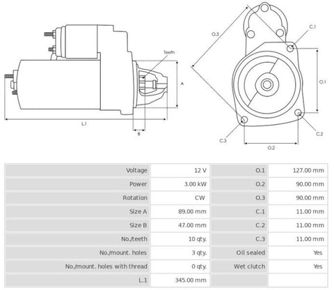 Καινούρια Μίζα Ανακατασκευής 12V/3.0Kw 10t CW -NLP18