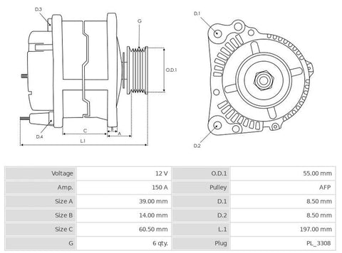 Δυναμό 12V/150A (C S L) -NLR