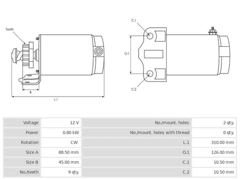 Καινούρια Μίζα Ανακατασκευής 12V/0,8Kw 9t CW -NLP18