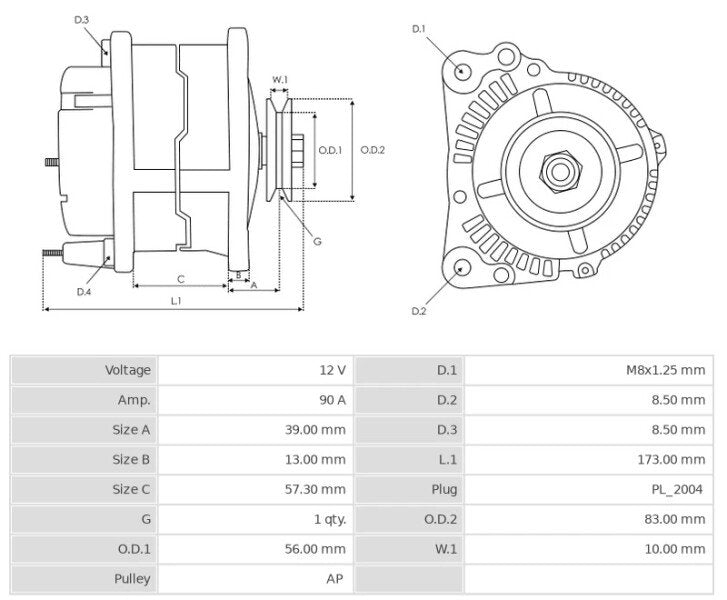 Δυναμό 12V/90A (L S) -NLP