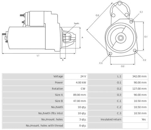 Μίζα 24V/4.0Kw 10t CW -PLA