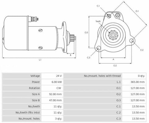 Μίζα 24V/6.0Kw 11t CW -NLR