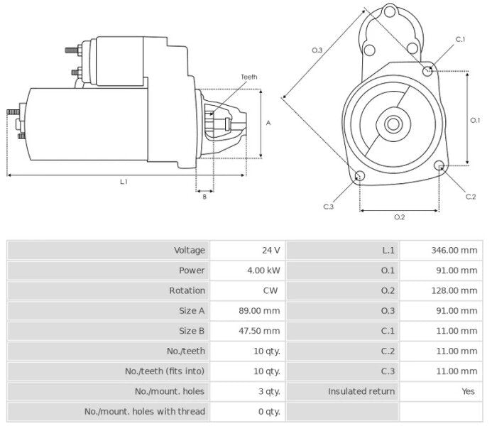 Μίζα 24V/4.0Kw 10t CW -NLP18