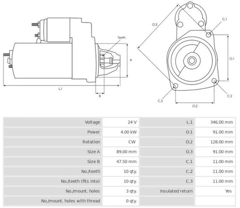 Μίζα 24V/4.0Kw 10t CW -NLP18