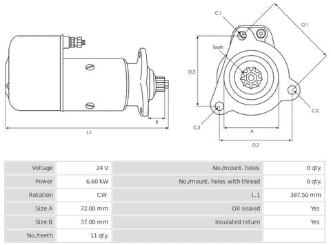 Μίζα 24V/6,6Kw 11t CW -NLR