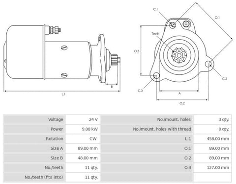 Μίζα 24V/9.0Kw 11t CW -PLA