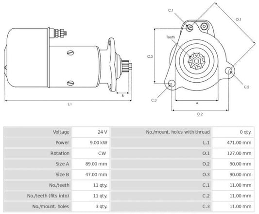 Μίζα 24V/9.0Kw 11t CW -NLR