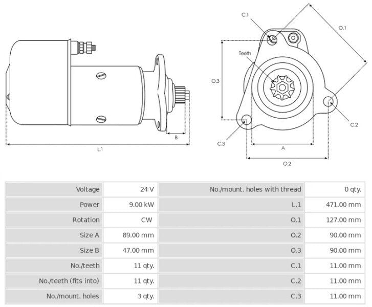 Μίζα 24V/9.0Kw 11t CW -NLR