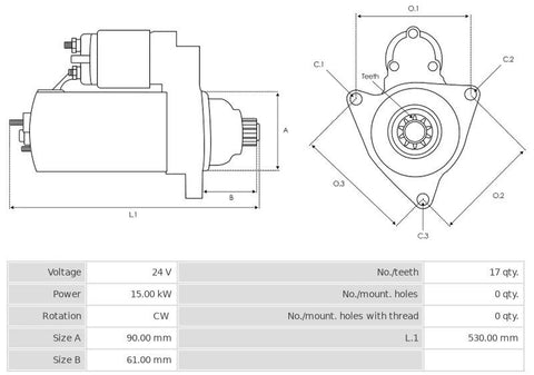 Μίζα 24V/15.0Kw 17t CW -NLP