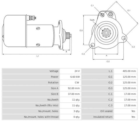 Μίζα 24V/6,6Kw 11t CW -DEST