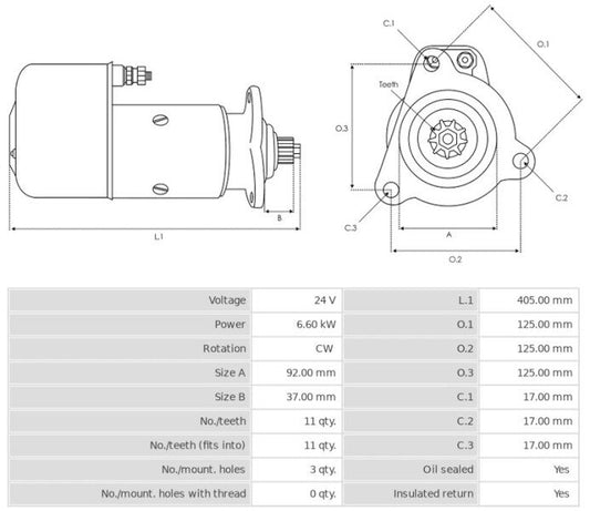 Μίζα 24V/6,6Kw 11t CW -NLR