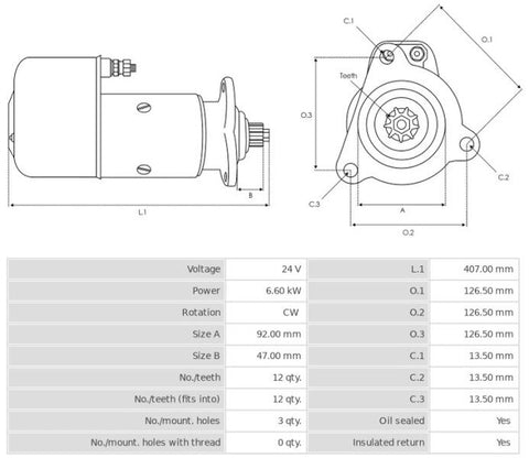 Μίζα 24V/6,6KW 12t -NLP