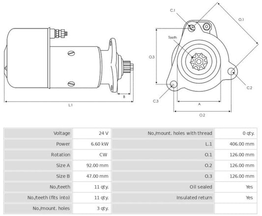 Μίζα 24V/6,6Kw 11t CW -NLR