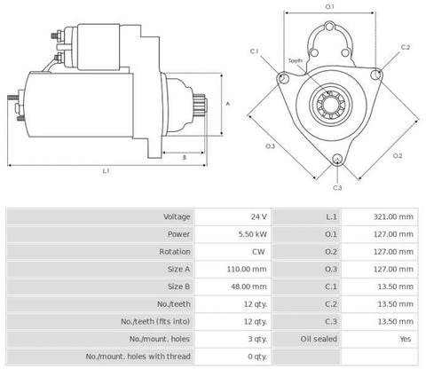 Μίζα 24V/5,5Kw 12t CW -NLR