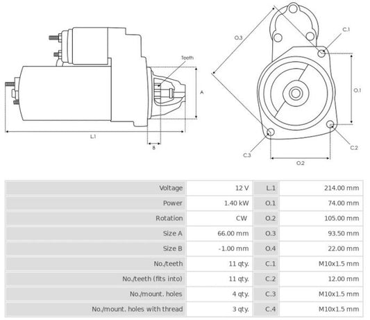 Μίζα 12V/1,4Kw 11t CW -NLR