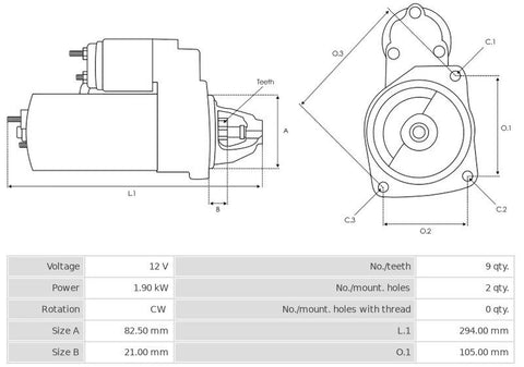 Μίζα 12V/1,9Kw 9t CW -NLP