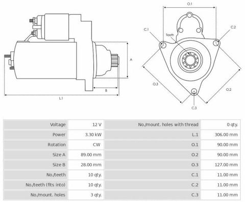 Μίζα 12V/3,3Kw 10t CW -NLP18