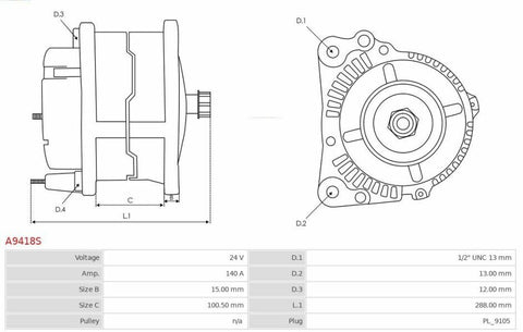 Δυναμό 24V/140A -PLA