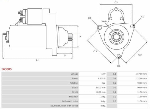 Μίζα 12V/4,8Kw 10t -PLA